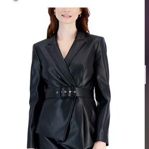 Tahari ASL Black Faux Leather